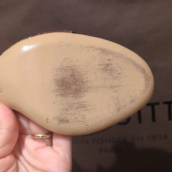 Gucci horsebit pineapple print brown leather d'Orsay vintage heels size 6.5 - Picture 6 of 9